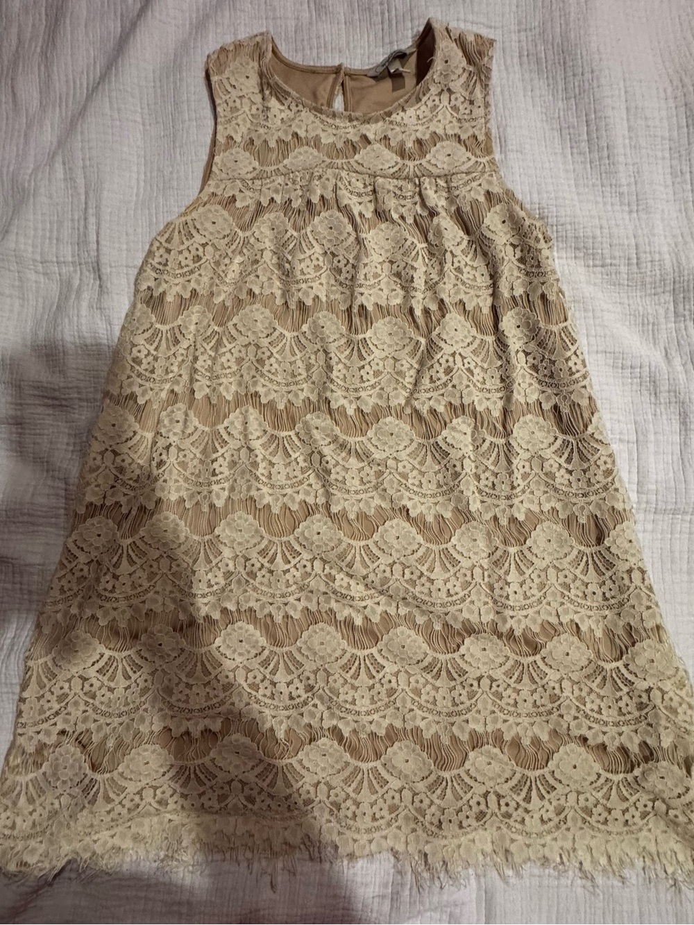 Speechless Juniors Dress Size Large Cream Lace Sleeveless Round Neck Short Dress